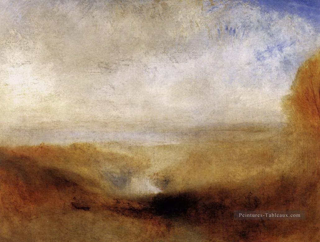 Paysage avec une rivière et une baie dans le fond Turner Peintures à l'huile